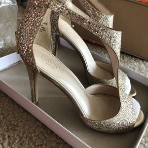 David’s Bridal Saylor gold glitter heels
